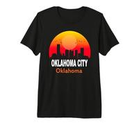 Oklahoma City State USA Vintage Sunset Retro Skyline T-Shirt Haut de Gamme