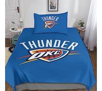 Oklahoma City Thunder 3D Imprimé Housse De Couette Avec Fermeture Éclair Et Taies D'oreiller 2 Pièces Parure De Lit,NBA Team Logo Housses De Couettes En Microfibre,pour Adultes Enfants Single（135x200c