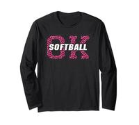 Oklahoma Softball Vintage Pink Animal Style Initiales Art Manche Longue