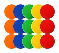 Okllen Lot de 15 marqueurs en polyvinyle, 23 cm, points d'agilité en caoutchouc antidérapant, cônes plats pour entraînement, exercices d'exercice, gym, football, basket-ball, 5 couleurs