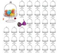 Okllen Lot de 36 mini assiettes à gâteau avec couvercle, en plastique transparent, petit présentoir à gâteaux pour chocolat, dessert, mariage, anniversaire, fête prénatale, thé