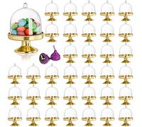Okllen Lot de 36 mini présentoirs à gâteaux avec couvercle en plastique transparent pour chocolat, dessert, mariage, anniversaire, fête prénatale, thé, doré