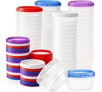 Okllen Lot de 40 petites boîtes de rangement en plastique robuste de 283,5 g avec couvercle à vis hermétique, réutilisable, à large goulot, pour collation, soupe, fruits, sans BAP