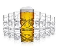 Okllen Lot de 8 tasses Tiki réutilisables, 470 ml, transparentes, élégantes, pour bar moderne, fête hawaïenne, accessoires de fête Luau