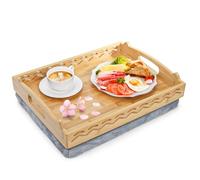 Okllen Plateau en Bambou avec Oreiller Amovible, 40,6 x 30,5 cm, Plateau de Service pour Petit déjeuner avec poignée pour Manger, lit, canapé, Cadeau de Pendaison de crémaillère