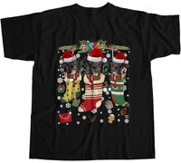 OKLUGGVH 1Tee Mens Christmas Stockings with Adorable Great Dane Dogs t Shirts mnner Schwarz Top Manches Courtes(XX-Large)