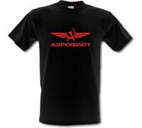 OKLUGGVH Aeroflot Russian Federation Airlines Russia Communism USSR Retro Political Heavy Cotton T-Shirt Manches Courtes(X-Large)