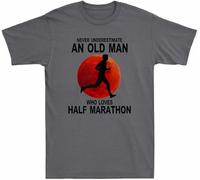 OKLUGGVH bnq Underestimate Who Men's Never Old Blood Loves Moon Man Marathon Half an T-Shirt Manches Courtes(Small)