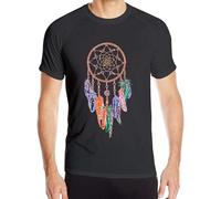 OKLUGGVH Colorful Dream Catcher Men's Short Sleeve T-Shirt Dry Fit Running T Shirts Manches Courtes(Medium)