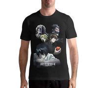 OKLUGGVH Death Note Printed Graphic Short Sleeve Cotton T-Shirts for Men Teen Black Manches Courtes(XX-Large)