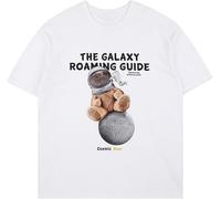 OKLUGGVH Men's 2022 Summer Street Loose National Tide Bear Cartoon Print Men's Short Sleeve T-Shirt Manches Courtes(Small)