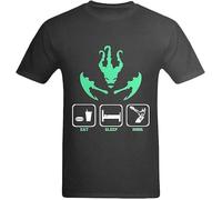 OKLUGGVH Men's Eat Sleep Hook Round Neck Thresh T-Shirt Manches Courtes(Large)