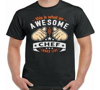 OKLUGGVH Men's This is What an Awesome Chef Looks Like Mens Funny T-Shirt Cook BBQ Xmas Gift T-Shirt Balck Manches Courtes(Large)