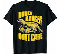 OKLUGGVH New Limited Honey Badger Don't Care Illustration T-Shirt Black Manches Courtes(X-Large)