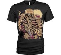 OKLUGGVH Skeleton Warrior Mens Women T Shirt 100% Cotton Fighter Undead Zombie Fighter Dungeons Unisex Mens Manches Courtes(Small)