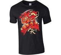 OKLUGGVH T-Shirt Mens Devil Akuma Fighter Painting Brush Street Manches Courtes(X-Large)