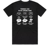 OKLUGGVH Things I Do in My Spare Time Gamer T-Shirt Funny Gaming Game Computer Gift Xmas Black Manches Courtes(Medium)