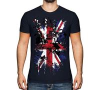 OKLUGGVH Union Jack Abstract Print Mens T-Shirt Great Britain Flag UK United Kingdom Top Manches Courtes(XX-Large)