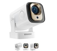 Oklumi Projector, 180° Rotating Portable Mini Projector Support Wi-FI, Bluetooth, Suitable for Home Theater and Outdoor Use (White)