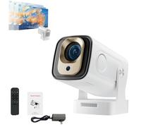 Oklumi Projector, Oklumi Pivot Projector 4k, Mini Projectors, Bluetooth Oklumis Projectors, 1080p Resolution, Auto Image Alignment, 180° Adjustment, WiFi and Bluetooth for Home & Outdoor Use (White)
