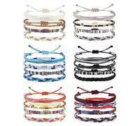 OKMIJN Bracelets D'amitié 24 Pièces Multicolore Tressés à La Main, Lot de Bracelets Brésiliens Réglables en Corde pour Femme, Homme et Enfant