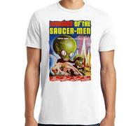 OKMN76huc PubliciTeeZ Big and Tall Invasion of The Saucer Men Horror Movie T Shirt White L