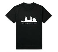 OKMN76huc Schrodingers Cat is Dead Funny Men T-Shirt Science Geek T Shirt Print Cat Lover Black 3XL