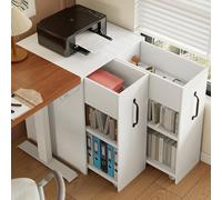 OKMYHOME Caissons de Bureau - Caisson avec Tiroirs et Compartiments, Meuble de Rangement Mobile avec Roues Universelles, Panneau de Particules, Blanc, 52x50x75 cm