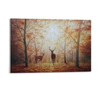 OKNGB Impression sur toile représentant un cerf dans les feuilles d'érable 50 x 75 cm