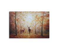 OKNGB Impression sur toile représentant un cerf dans les feuilles d'érable 60 x 90 cm
