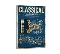 OKNGB Poster décoratif sur toile avec variations de piano vintage et musique classique pour chambre à coucher (50 x 75 cm)