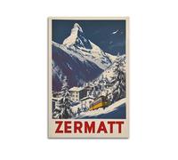OKNGB Poster décoratif sur toile de ski, Alpes suisses, Zermatt, affiche murale et image d'art moderne pour chambre à coucher (50 x 75 cm)