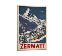 OKNGB Poster décoratif sur toile de ski, Alpes suisses, Zermatt - Impression sur toile - Décoration murale moderne pour chambre à coucher (30 x 45 cm)