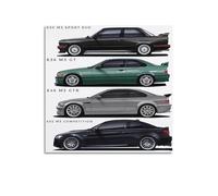 OKNGB Poster décoratif sur toile pour chambre à coucher - E30 M3 E36 M3 E46 M3 Gtr E92 M3 - 30 x 30 cm