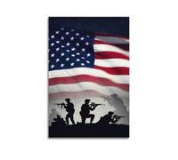 OKNGB Poster décoratif sur toile représentant le soldat américain, le spiritualisme patriotique, poster et image d'art moderne pour chambre à coucher (60 x 90 cm)