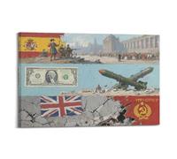 OKNGB Poster décoratif sur toile représentant l'histoire et la politique des conflits financiers et puissance militaire - Décoration murale moderne pour chambre à coucher (50 x 75 cm)