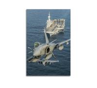OKNGB Poster décoratif sur toile représentant un chasseur de Rafale et porte-avions français, affiches murales et impression d'art moderne pour chambre à coucher (50 x 75 cm)