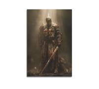 OKNGB Poster décoratif sur toile représentant un croisé médiéval, chevalier templier, croix rouge, 40 x 60 cm