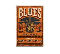OKNGB Poster décoratif sur toile style guitare électrique occidentale rétro Texas Blues - 30 x 45 cm