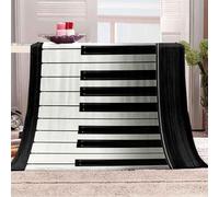 okoikfc Couverture Polaire 130 x 150 cm Touches du Piano, Plaid Polaire Noir Et Blanc Couverture 3D Imprimée Flanelle Blanket Literie 1 Personne, Couvertures Doux et Chaude pour Canape Lit L903