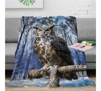 okoikfc Couverture Polaire 150 x 200 cm Hibou, Plaid Polaire Forêt Couverture 3D Imprimée Flanelle Blanket Literie 2 Personnes, Couvertures Doux et Chaude pour Canape Lit D1540