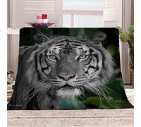 okoikfc Couverture Polaire 150 x 200 cm Tigre Blanc, Plaid Polaire Tigre Blanc Couverture 3D Imprimée Flanelle Blanket Literie 2 Personnes, Couvertures Doux et Chaude pour Canape Lit