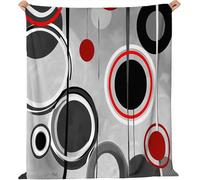 okoikfc Couverture Polaire Géométrie 3D Imprimée, Plaid Polaire Noir Et Rouge Couverture 130 x 150 cm 2 Personnes en Flanelle Doux et Chaude pour Canape Lit Q1269