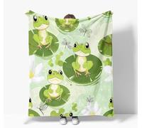 okoikfc Couverture Polaire Grenouille 3D Imprimée, Plaid Polaire Vert Couverture 130 x 150 cm 2 Personnes en Flanelle Doux et Chaude pour Canape Lit Q333