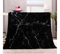 okoikfc Couverture Polaire Motif Marbré 3D Imprimée, Plaid Polaire Noir Et Blanc Couverture 200 x 220 cm 2 Personnes en Flanelle Doux et Chaude pour Canape Lit Q1350