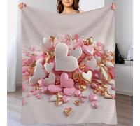 okoikfc Couverture Polaire Rose 3D Imprimée, Plaid Polaire Cœur Couverture 150 x 200 cm 2 Personnes en Flanelle Doux et Chaude pour Canape Lit Q316
