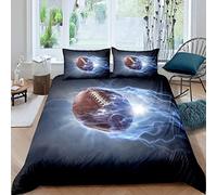 okoikfc Housse de Couette 140x200， 3D Handball Bleu Parure de Lit 1 Personne Imprimée 110gsm Microfibre, 2 Taies d'oreiller 65x65 cm avec Fermeture éclair