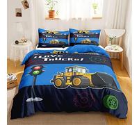 okoikfc Housse de Couette 200x200 3D Néons Rouges et Verts et Pelleteuse Parure de Lit 2 Personnes Imprimée 110gsm Microfibre, 2 Taies d'oreiller 65x65 cm avec Fermeture éclair