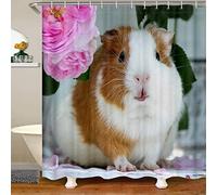 okoikfc Rideau de Douche 120 x 200 cm 3D Cochon d'Inde, Rideau Douche Anti Moisissure Animal, Rideau Baignoire Imperméable Lavable Tissu Polyester Rideau Salle de Bain avec 8 Crochets