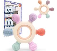 Okonkn 2 Anneau de Dentition pour Bébé, Naissance 0-3-12 Mois, Jouet et Accessoires d'Allaitement sans BPA
